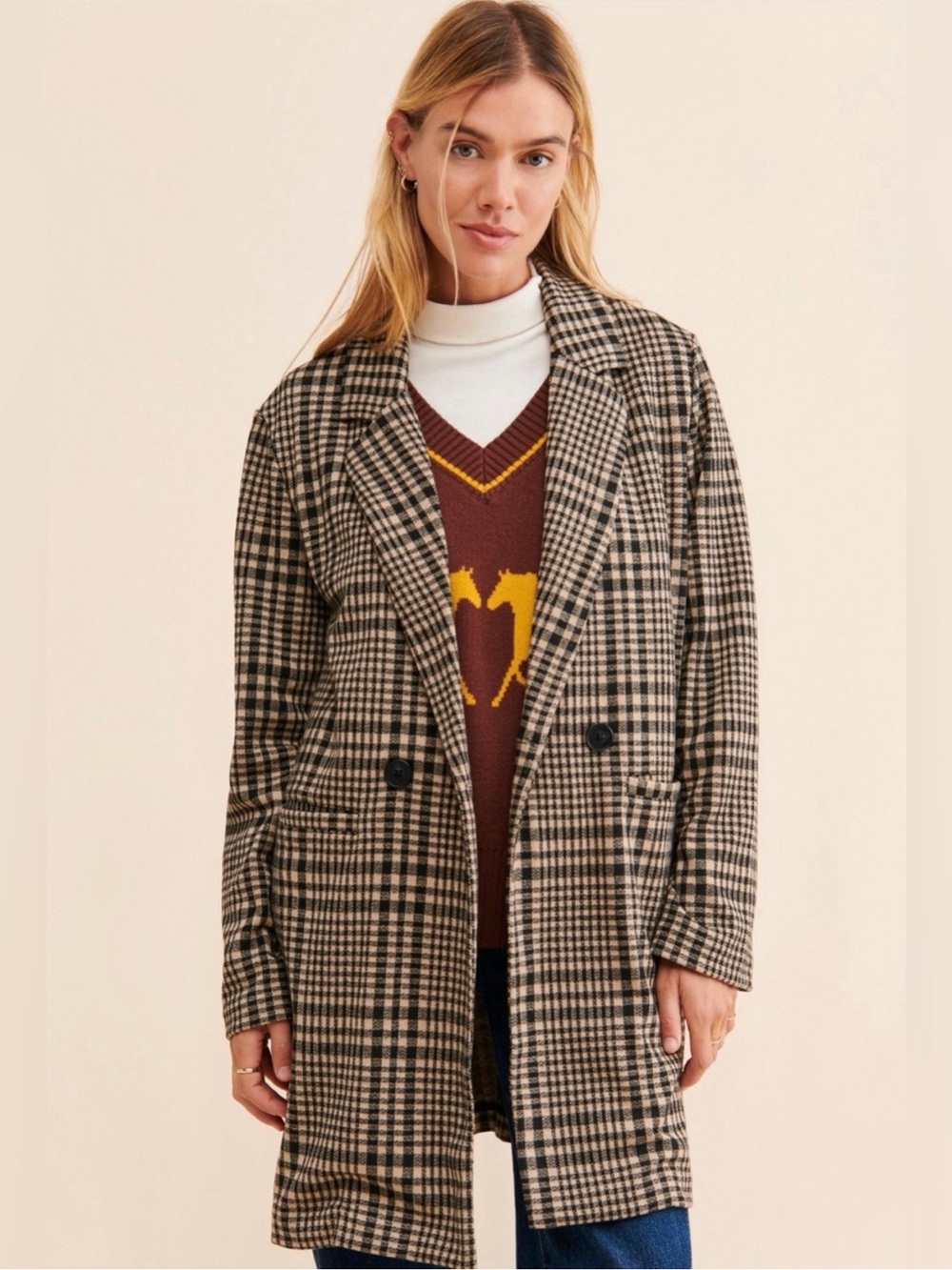 Sanctuary + Anthropologie light plaid coat
